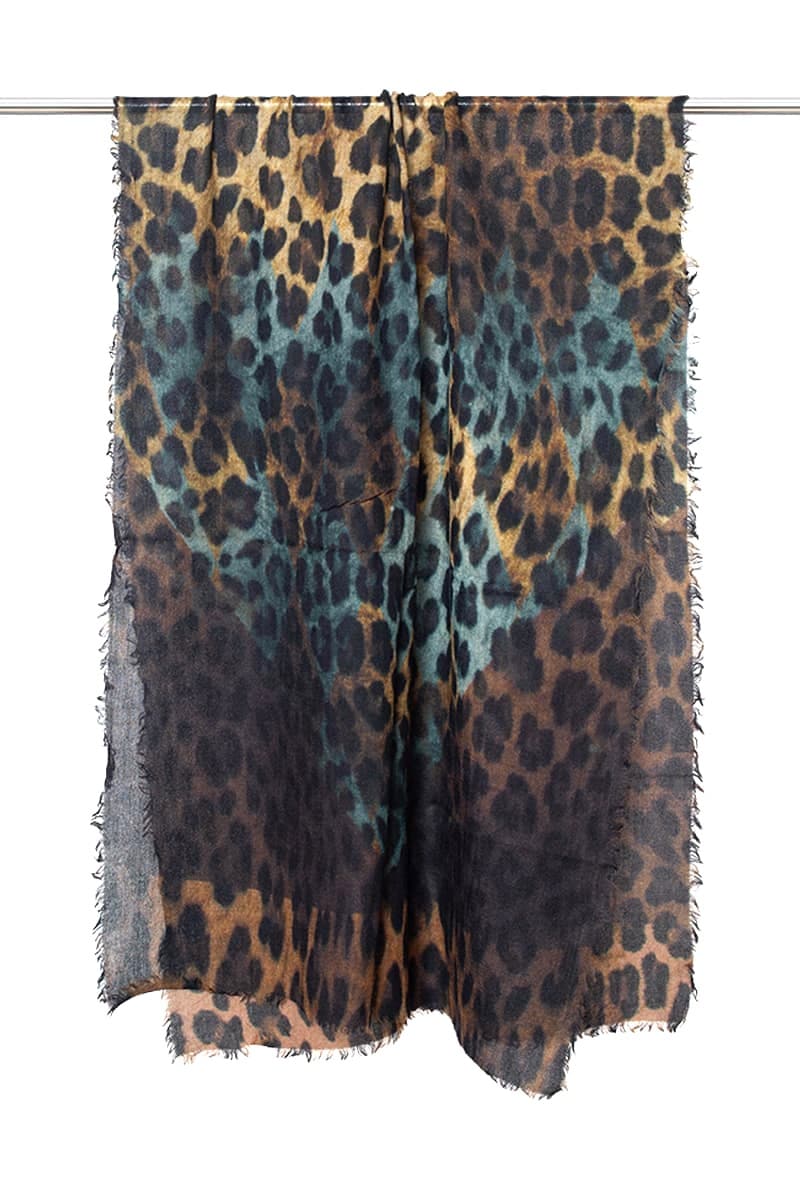 Wool Leopard Print Scarf
