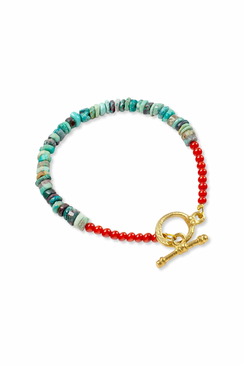 Turquoise and Coral Bracelet